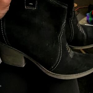 Clark's black suede ankle booties